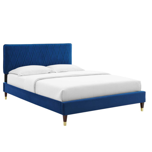 Phillipa Performance Velvet Queen Platform Bed MOD-6707-NAV