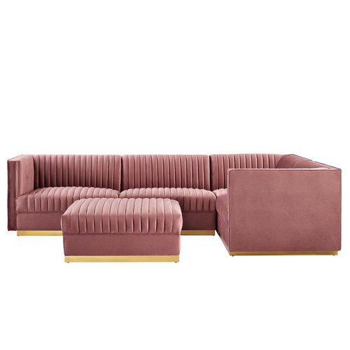 Sanguine Channel Tufted Performance Velvet 5-Piece Right-Facing Modular Sectional Sofa EEI-5831-DUS