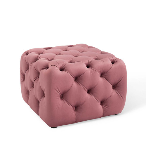 Amour Tufted Button Square Performance Velvet Ottoman EEI-3776-DUS