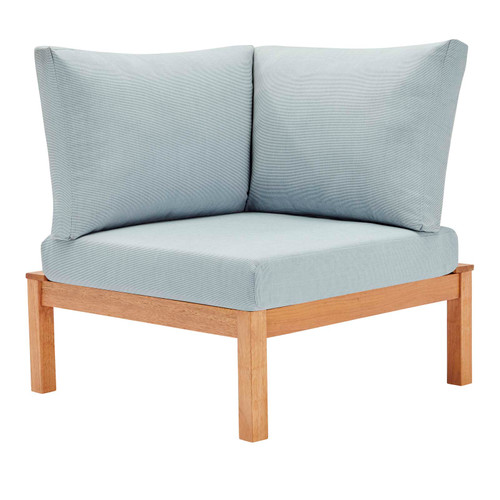 Freeport Karri Wood Sectional Sofa Outdoor Patio Corner Chair EEI-3694-NAT-LBU