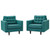 Empress Armchair Upholstered Fabric Set of 2 Teal EEI-1283-TEA