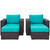 Convene 4 Piece Outdoor Patio Sectional Set Espresso Turquoise EEI-2202-EXP-TRQ-SET