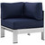 Shore Outdoor Patio Aluminum Corner Sofa Silver Navy EEI-2264-SLV-NAV