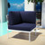 Harmony Outdoor Patio Aluminum Corner Sofa White Navy EEI-2601-WHI-NAV