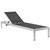 Shore 3 Piece Outdoor Patio Aluminum Chaise with Cushions Silver Peridot EEI-2736-SLV-PER-SET