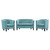 Prospect 3 Piece Performance Velvet Loveseat and Armchair Set Sea Blue EEI-3152-SEA-SET