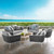 Stance 6 Piece Outdoor Patio Aluminum Sectional Sofa Set White Gray EEI-3173-WHI-GRY-SET