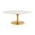 Lippa 42" Oval-Shaped Artifical Artificial Marble Coffee Table Gold White EEI-3249-GLD-WHI