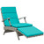 Envisage Chaise Outdoor Patio Wicker Rattan Lounge Chair Light Gray Turquoise EEI-2301-LGR-TRQ