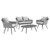 Endeavor 4 Piece Outdoor Patio Wicker Rattan Loveseat Armchair and Coffee Table Set Gray Gray EEI-3177-GRY-GRY-SET