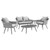 Endeavor 5 Piece Outdoor Patio Wicker Rattan Loveseat Armchair Coffee Table and Side Table Set Gray Gray EEI-3178-GRY-GRY-SET