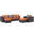 Convene 6 Piece Outdoor Patio Sectional Set Espresso Orange EEI-2372-EXP-ORA-SET