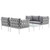 Harmony 5  Piece Outdoor Patio Aluminum Sectional Sofa Set White Gray EEI-2623-WHI-GRY-SET