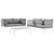 Harmony 5  Piece Outdoor Patio Aluminum Sectional Sofa Set White Gray EEI-2623-WHI-GRY-SET