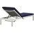 Shore Chaise with Cushions Outdoor Patio Aluminum Set of 2 Silver Navy EEI-2737-SLV-NAV-SET