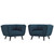 Bestow 2 Piece Upholstered Fabric Armchair Set Blue EEI-2982-BLU-SET