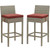 Conduit Bar Stool Outdoor Patio Wicker Rattan Set of 2 Light Gray Currant EEI-3604-LGR-CUR