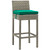 Conduit Bar Stool Outdoor Patio Wicker Rattan Set of 2 Light Gray Green EEI-3604-LGR-GRN