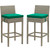 Conduit Bar Stool Outdoor Patio Wicker Rattan Set of 2 Light Gray Green EEI-3604-LGR-GRN