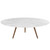 Lippa 47" Round Artificial Marble Coffee Table with Tripod Base Walnut White EEI-3669-WAL-WHI