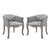 Crown Vintage French Upholstered Fabric Dining Armchair Set of 2 Light Gray EEI-3104-LGR-SET