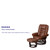 Recliner Chair Has Ball-Bearing Swiveling Mahogany Wood Base with Floor Protector Glides