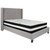 Light Gray Fabric Tufted Upholstered Bed with Silver Nailhead Trim