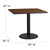 Square Table: 1.125" Thick Round Top, Natural Laminate Finish, High Impact Melamine Core, Black T-Mold Edge, 22" x 22" X-Base with 3" Diameter Bar Height Column