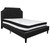 Black Fabric Button Tufted Upholstered Bed with Gold Nailhead Trim