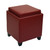 Armen Living Rainbow Contemporary Storage Ottoman With Tray in Red Bonded Leather