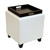 Armen Living Rainbow Contemporary Storage Ottoman With Tray in White Bonded Leather