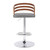 Armen Living Adele Mid-Century Adjustable Swivel Barstool in Chrome with Grey Faux Leather and Walnut Veneer