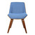 Armen Living Agi Mid-Century Side Chair in Blue Fabric with Walnut Wood Finish