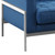 Armen Living Andre Contemporary Loveseat in Brushed Stainless Steel and Blue Fabric