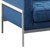 Armen Living Andre Contemporary Sofa in Brushed Stainless Steel and Blue Fabric