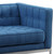 Armen Living Andre Contemporary Sofa in Brushed Stainless Steel and Blue Fabric