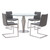 April Contemporary Dining Chair in Brushed Stainless Steel Finish and Grey Faux Leather - Set of 2