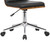 Armen Living Bowie Mid-Century Office Chair in Chrome finish with Black Faux Leather and Walnut Veneer Back