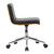 Armen Living Bowie Mid-Century Office Chair in Chrome finish with Black Faux Leather and Walnut Veneer Back