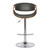 Armen Living Butterfly Adjustable Swivel Barstool in Gray Faux Leather with Chrome Finish and Walnut Wood