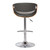 Armen Living Butterfly Adjustable Swivel Barstool in Gray Faux Leather with Chrome Finish and Walnut Wood