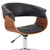 Armen Living Bellevue Mid-Century Office Chair in Chrome Finish with Black Faux Leather and Walnut Veneer