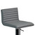 Armen Living Cafe Adjustable Swivel Barstool in Gray Faux Leather with Black Metal Finish and Gray Walnut Veneer Back