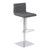 Armen Living Cafe Adjustable Metal Barstool in Gray Faux Leather with Brushed Stainless Steel Finish and Gray Walnut Wood Back