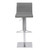 Armen Living Cafe Adjustable Metal Barstool in Gray Faux Leather with Brushed Stainless Steel Finish and Gray Walnut Wood Back