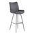 Armen Living Coronado Contemporary 30" Bar Height Barstool in Brushed Grey Powder Coated Finish and Grey Faux Leather