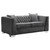 Armen Living Cambridge Contemporary Loveseat in Brushed Stainless Steel and Dark Grey Velvet