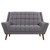 Armen Living Cobra Mid-Century Modern Loveseat in Dark Gray Linen and Walnut Legs