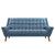 Armen Living Cobra Mid-Century Modern Sofa in Blue Linen and Walnut Legs