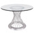 Armen Living Calypso Contemporary Dining Table in Brushed Stainless Steel with Clear Tempered Glass Top